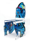 Chaise acrylique Street art bleu - Acrila Concept