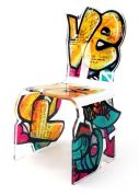 Chaise acrylique Street art jaune - Acrila Concept