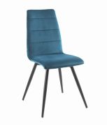 Chaise Isis pieds métal/velours bleu canard - Tropic'Attitude