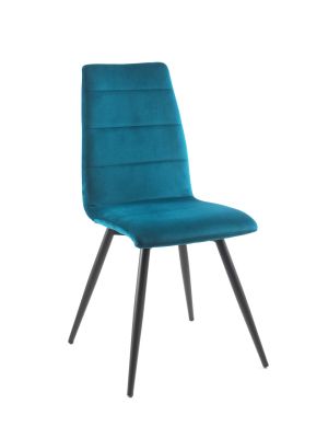 Chaise Isis, siège tournant, pieds métal noir, H96 × L45 × P58, bleu canard - Tropic'Attitude