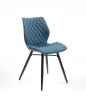 Chaise Manon, pieds métal noir, H86 × L46 × P59, bleu paon