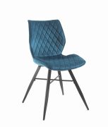 Chaise Romy pieds métal/velours bleu canard - Tropic'Attitude