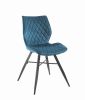 Chaise Romy pieds métal/velours bleu canard