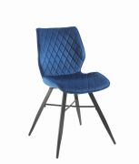 Chaise Romy pieds métal/velours bleu - Tropic'Attitude