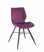 Chaise Romy pieds métal/velours violet - Tropic'Attitude