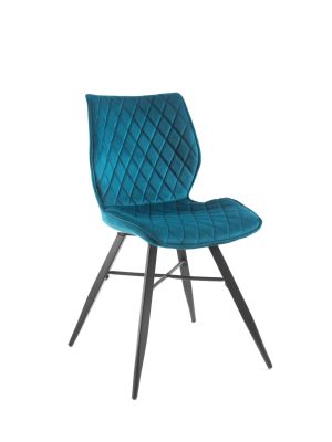 Chaise Romy, siège tournant, pieds métal noir, H85 × L46 × P55, bleu canard - Tropic'Attitude