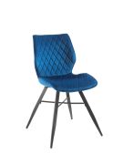 Chaise Romy, siège tournant, pieds métal noir, H85 × L46 × P55, bleu - Tropic'Attitude