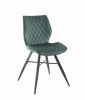 Chaise Romy, siège tournant, pieds métal noir, H85 × L46 × P55, vert