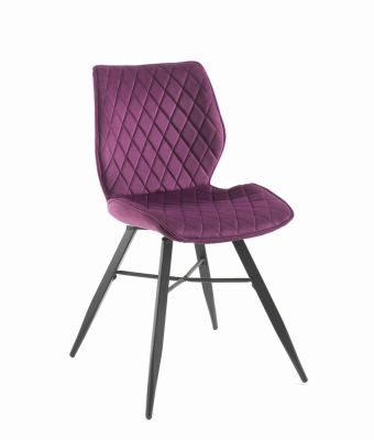 Chaise Romy, siège tournant, pieds métal noir, H85 × L46 × P55, violet - Tropic'Attitude