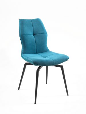 Chaise Wendy, siège tournant, pieds métal noir, H93 × L46 × P55, bleu - Tropic'Attitude