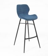 Tabouret de bar Axel, pieds métal, H104 × L46 × P51, bleu assise 76 - Tropic'Attitude