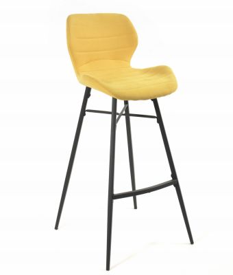 Tabouret de bar Axel, pieds métal, H104 × L46 × P51, jaune assise 76 - Tropic'Attitude