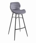 Tabouret de bar Hugo pieds métal/velours gris - Tropic'Attitude