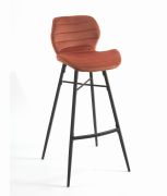 Tabouret de bar Hugo pieds métal/velours orange - Tropic'Attitude