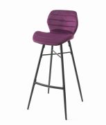 Tabouret de bar Hugo pieds métal/velours violet - Tropic'Attitude