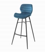 Tabouret de snack Hugo pieds métal/velours bleu canard - Tropic'Attitude