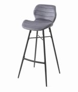 Tabouret de snack Hugo pieds métal/velours gris - Tropic'Attitude