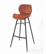 Tabouret de snack Hugo pieds métal/velours orange - Tropic'Attitude