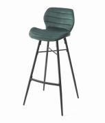 Tabouret de snack Hugo pieds métal/velours vert - Tropic'Attitude