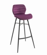 Tabouret de snack Hugo pieds métal/velours violet - Tropic'Attitude