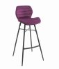 Tabouret de snack Hugo pieds métal/velours violet