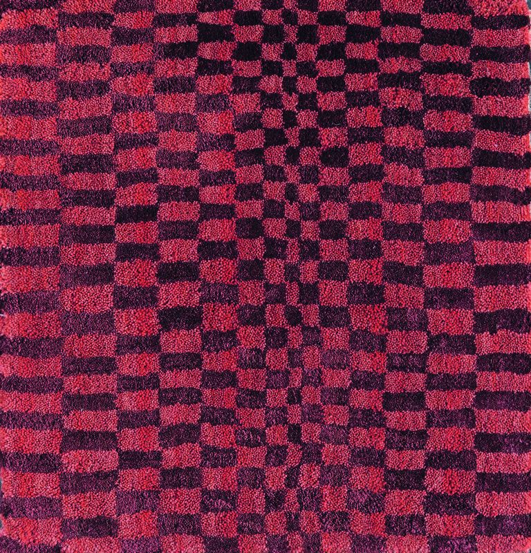 Tapis Optik tissé main en laine/soie végétal rouge 200x300 - Toulemonde Bochart