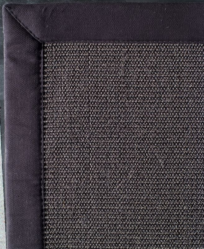 Tapis Simply en sisal bouclé et gansé coton anthracite / noir 200x290 - Toulemonde Bochart