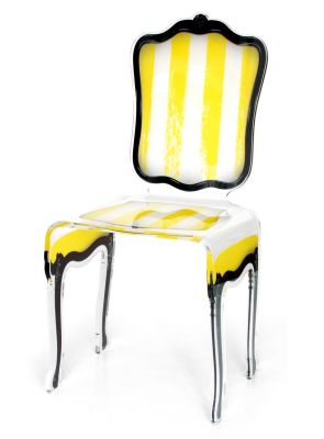 Chaise Charleston en acrylique rayé jaune - Acrila Concept