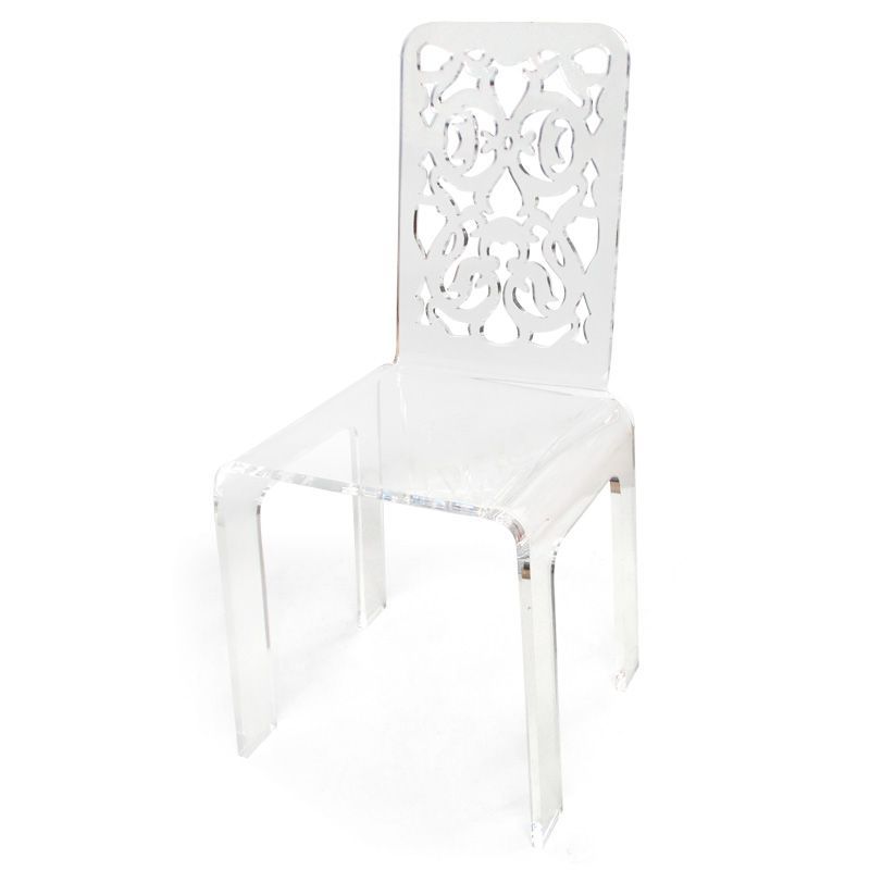 Chaise Grand Soir en acrylique Dentelle blanche - Acrila Concept