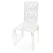 Chaise Grand Soir en acrylique Dentelle blanche - Acrila Concept