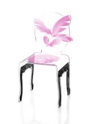 Chaise Plume en acrylique rose pieds noirs - Acrila Concept