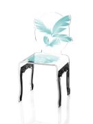 Chaise Plume en acrylique turquoise pieds noirs - Acrila Concept