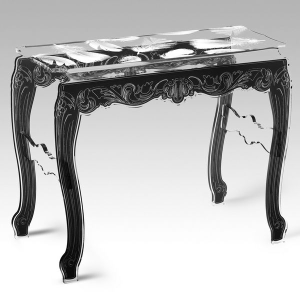 Console Plume en acrylique blanche pieds noirs - Acrila Concept