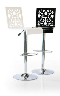 Tabouret réglable Grand Soir en acrylique blanc pied métal - Acrila Concept