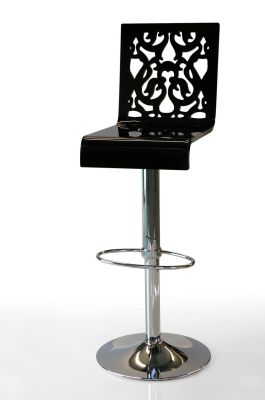 Tabouret réglable Grand Soir en acrylique noire pied métal - Acrila Concept