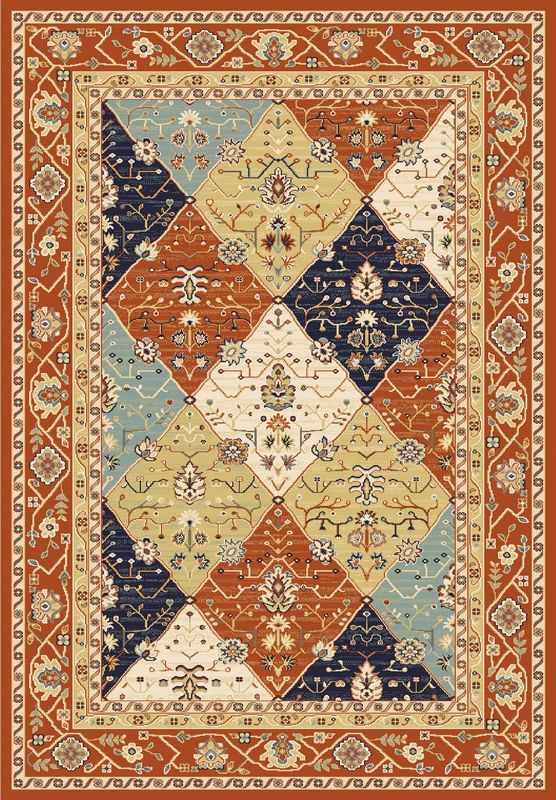 Tapis laine vierge 100% Lana graphique brique 70x200