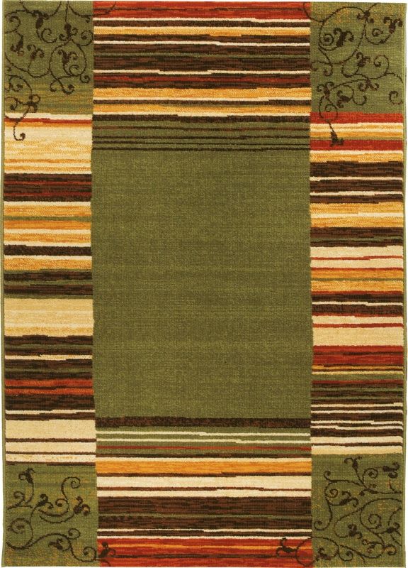 Tapis laine vierge 100% Lana linéaire vert 60x120