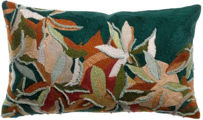 Coussin brodé Alina en coton coloris Pétrole 30x50 - Vivaraise