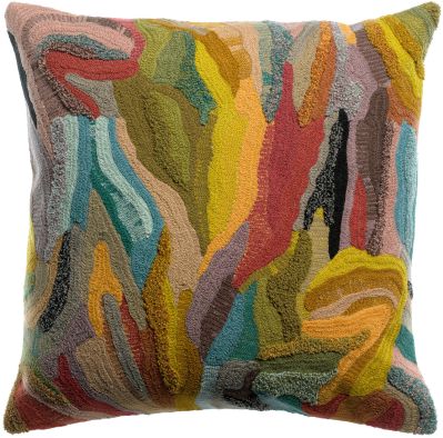 Coussin brodé Betty en coton coloris Minéral 45x45 - Vivaraise