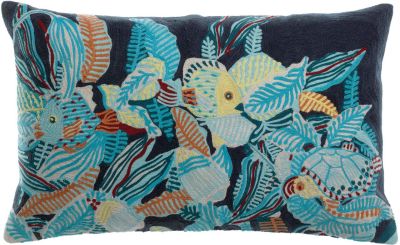 Coussin brodé Dori coton/polyester coloris Marine 30x50 - Vivaraise