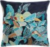 Coussin brodé Dori coton/polyester coloris Marine 45x45