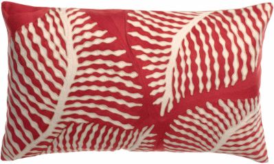 Coussin brodé Flora en coton coloris Papaye 40x65 - Vivaraise