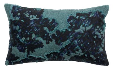 Coussin brodé Mara coton/polyester coloris Vert de gris 30x50 - Vivaraise