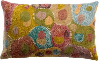 Coussin brodé Nestor en coton coloris Minéral 40x65 - Vivaraise