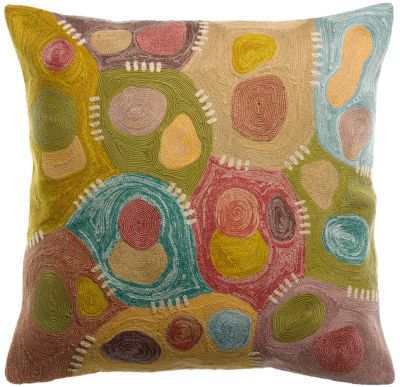 Coussin brodé Nestor en coton coloris Minéral 45x45 - Vivaraise