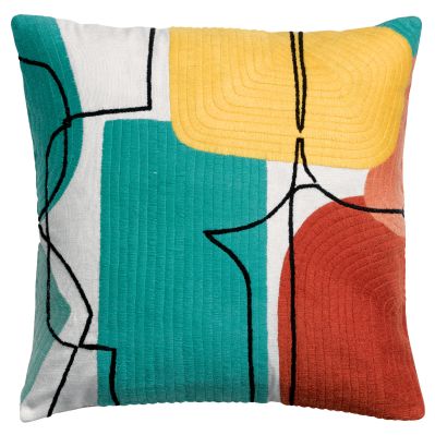 Coussin brodé Romane en coton coloris Multicolore 45x45 - Vivaraise