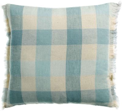 Coussin imprimé Kate lin recyclé/coton coloris Myosotis 45x45 - Vivaraise