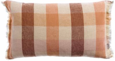 Coussin imprimé Kate lin recyclé/coton coloris Terracotta 30x50 - Vivaraise