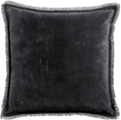 Coussin uni Fara en coton coloris Caviar 45x45 - Vivaraise