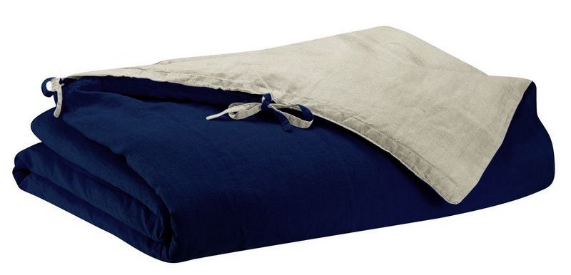 Housse de couette en lin Stonewashed Zéphyr navy 240x220 - Vivaraise